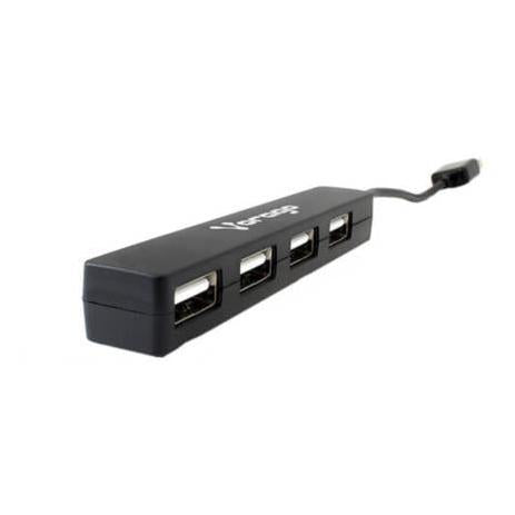 Vorago Hub USB 2.0 - 4x USB 2.0 Hembra, 480 Mbit/s, Negro