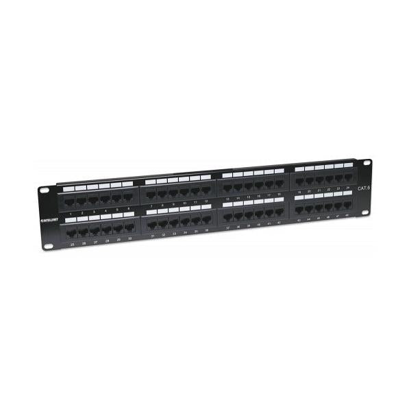 Intellinet Panel de Parcheo Cat6, 48 Puertos RJ-45, 2U, Negro