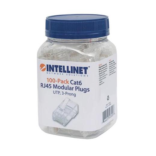 Intellinet Plug Modular RJ-45 Cat6 UTP Sólido, Bote con 100 Piezas Transparentes