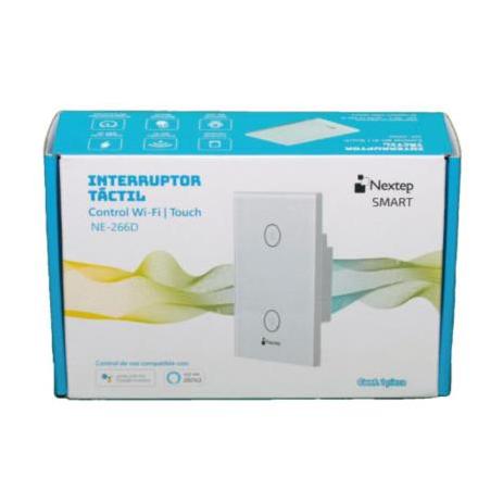 Nextep Interruptor de Luz Inteligente NE-266D, 2 Botones, WiFi, Blanco