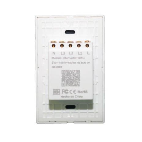 Interruptor de Luz Inteligente NE-266T, 3 Botones, WiFi, Blanco- Nextep