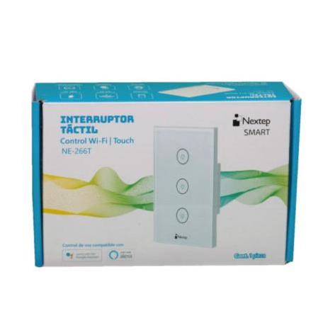 Interruptor de Luz Inteligente NE-266T, 3 Botones, WiFi, Blanco- Nextep