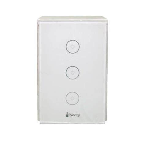 Interruptor de Luz Inteligente NE-266T, 3 Botones, WiFi, Blanco- Nextep