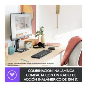 Kit de Teclado y Mouse Logitech MK220, Inalámbrico, USB, Negro (Español)