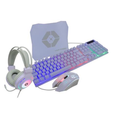Kit Gamer de Teclado, Mouse, Audífonos y Mousepad Vortred, Alámbrico, USB, Morado (Inglés)