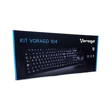 Kit de Teclado Multimedia y Mouse Vorago KM-104, Alámbrico, USB, Negro (Español)