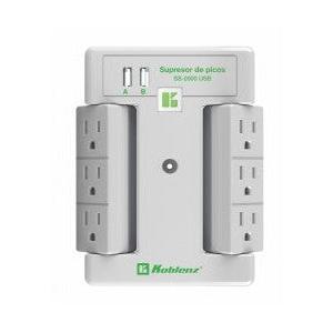 Koblenz Supresor de Picos SS-2000 USB, 6 Contactos, 2x USB, 2000 Joules