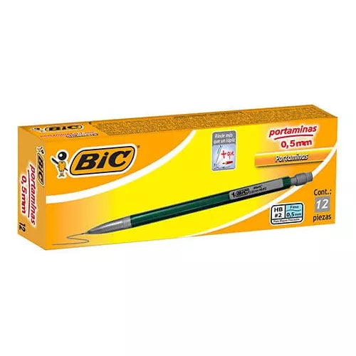 Portaminas Lapicero Bic Hb No. 2 Fino 0.5 Mm 12 Piezas
