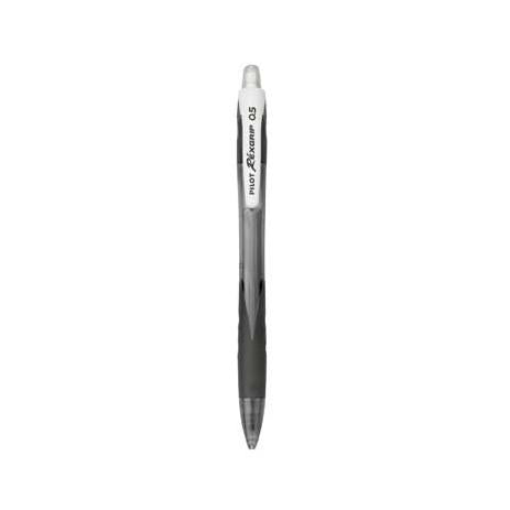 Lapicero Retráctil Rexgrip, Punto Fino de 0.5mm, Negro, 12 Piezas