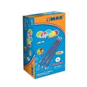 Mae Lápiz Grafito LM-72, HB2, Negro, Paquete de 72 Piezas