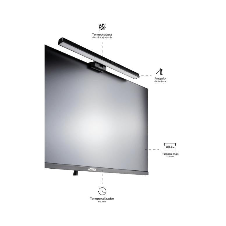 Acteck Barra de Luz para Laptop/Monitor AC-934992, USB-C, Negro