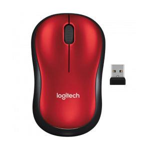 Mouse Logitech Óptico M185, Inalámbrico, 1000DPI, Rojo/Negro