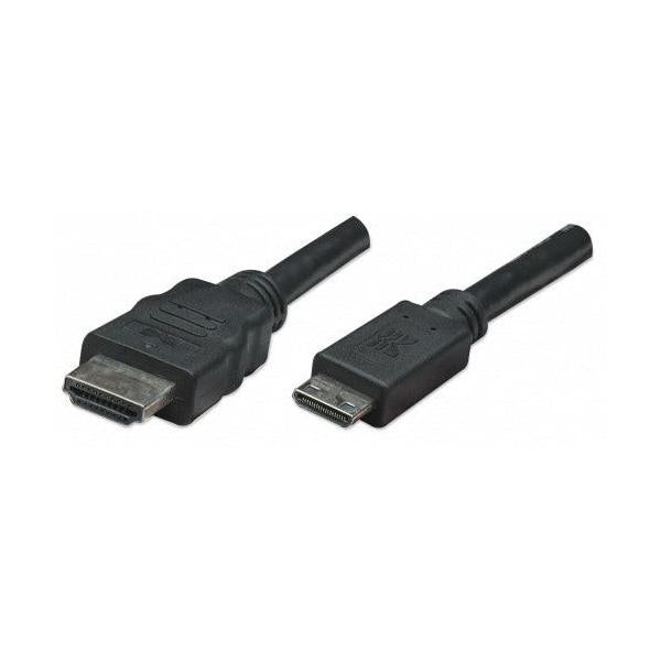 Manhattan Cable HDMI de Alta Velocidad, mini HDMI Macho - HDMI Macho, 4K, 1.8 Metros, Negro