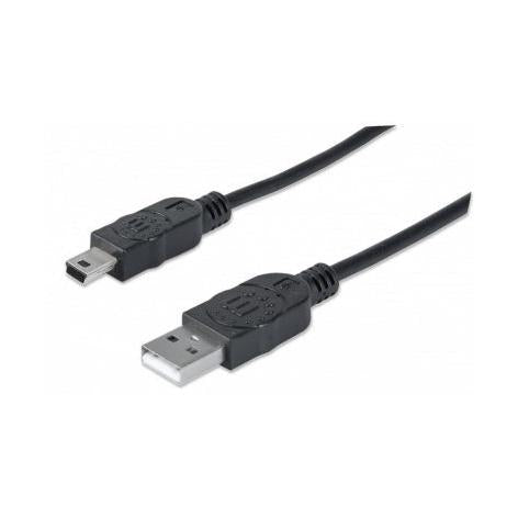 Manhattan Cable USB A Macho - USB Mini B Macho, 1.8 Metros, Negro