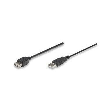 Manhattan Cable USB 2.0 A Macho - USB 2.0 A Hembra, 1.8 Metros, Negro