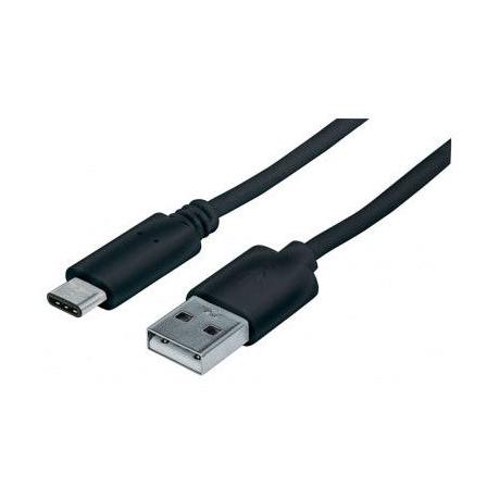 Manhattan Cable USB C de Alta Velocidad, USB C Macho - USB A Macho, 1 Metro, Negro
