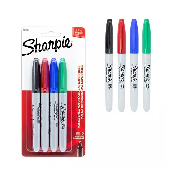 Sharpie Marcador Permanente Punto Fino, Varios Colores, 4 Piezas