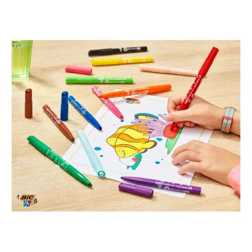 Marcador Plumón Bic Visa Xl Punta Redonda Lavables 12 Pzs