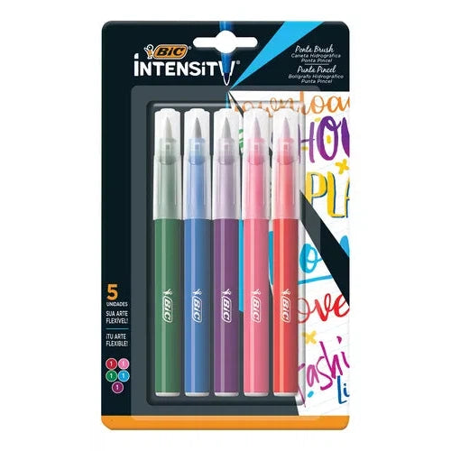 Plumón Bic Intensity Punta Pincel Surtido De Colores 5 Pzas