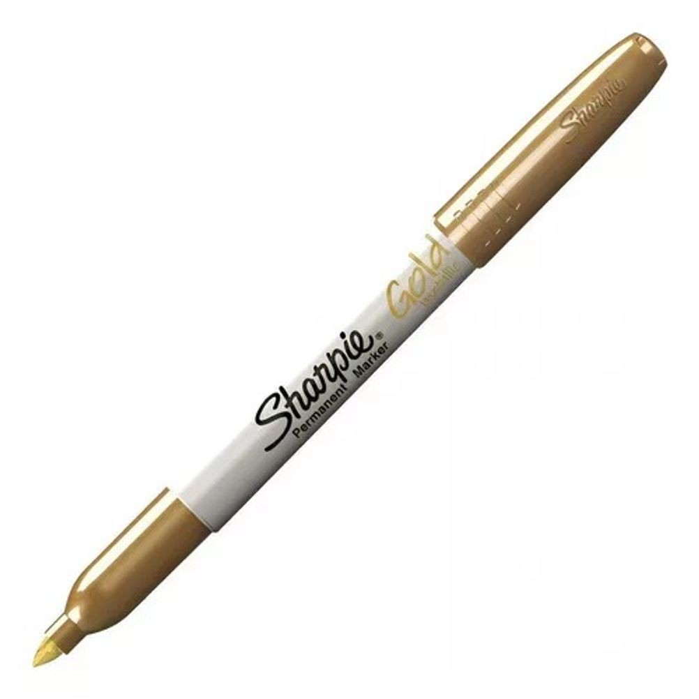Marcador Permanente Sharpie Metálico Oro Punto Fino 12 Pzs.