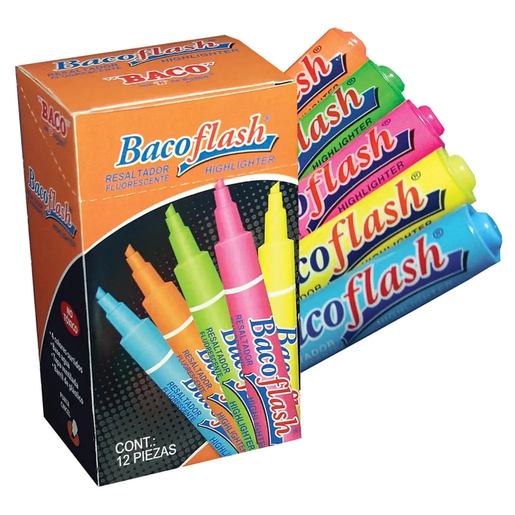 Baco Marcatextos Bacoflash, Amarillo, 12 Piezas