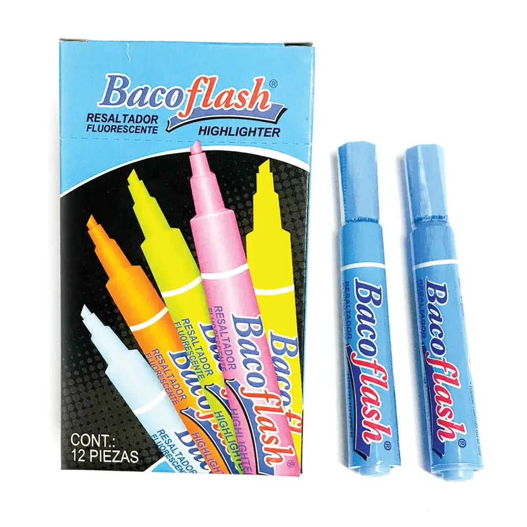 Baco Marcatextos Bacoflash, Azul, 12 Piezas
