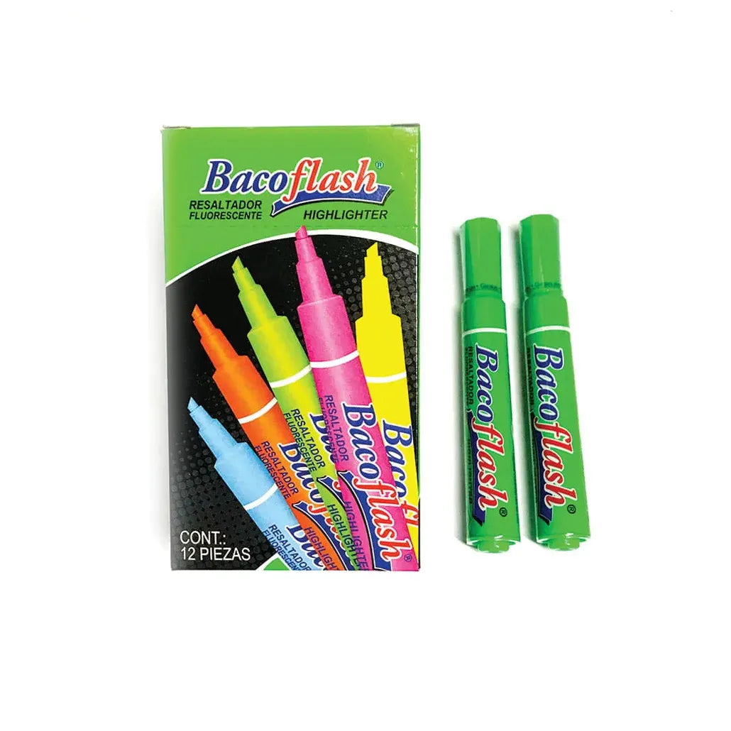 Baco Marcatextos Bacoflash, Verde, 12 Piezas