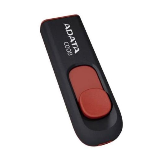 Memoria USB Adata C008, 64GB, USB 2.0, Negro/Rojo