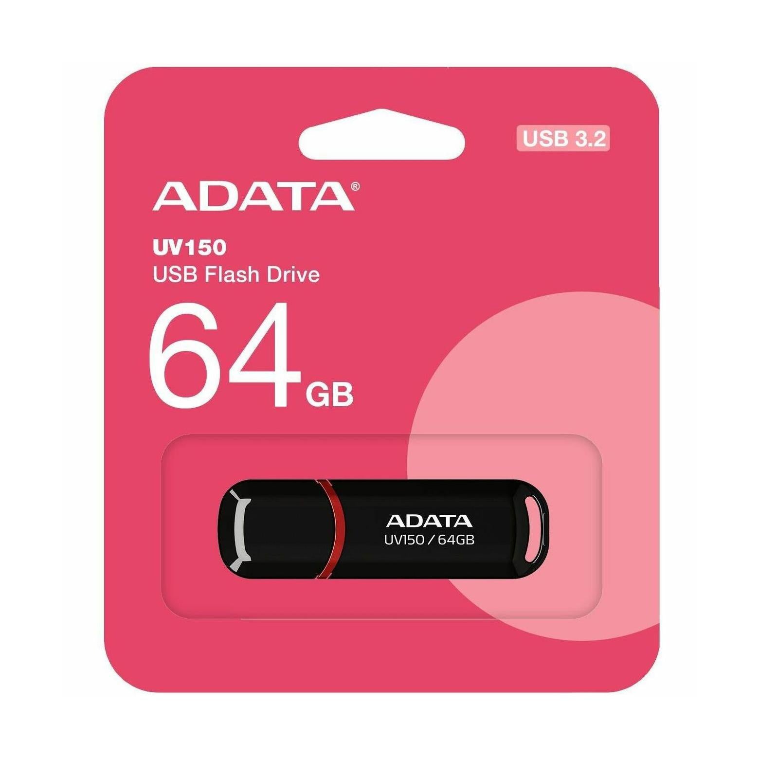 Memoria USB Adata DashDrive UV150, 64GB, USB 3.0, Negro