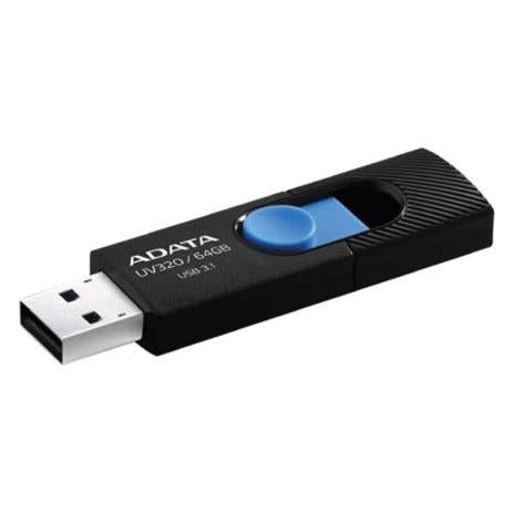 Memoria USB Adata UV320, 64GB, USB 3.1, Lectura máx 100MB/s, Negro/Azul