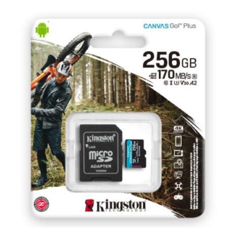 Memoria Flash Kingston Canvas Go! Plus, 256GB MicroSDXC UHS-I Clase 10, con Adaptador