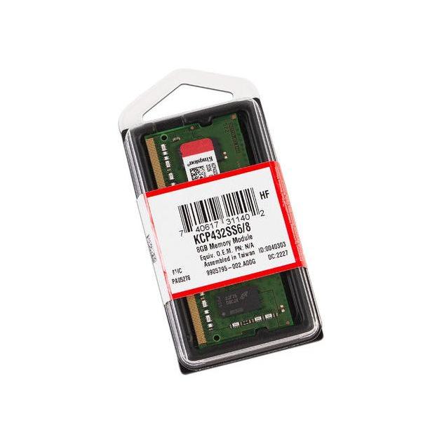 Memoria Ram Kingston SODIMM DDR4 8GB 3200MHz Non-ECC Sin Búfer 1.2V CL22 16Gbit