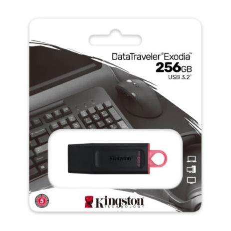 Memoria USB Kingston DataTraveler Exodia, 256GB, USB-A 3.0, Negro