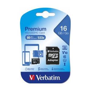 Memoria Flash Verbatim, 16GB microSDHC Clase 10, con Adaptador