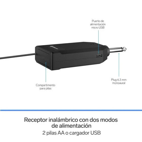 Sistema de 2 micrófonos inalámbricos con receptor VHF