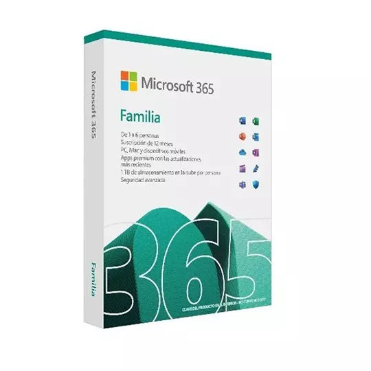 Microsoft 365 Familia, 5 Dispositivos, 6 Usuarios, 1 Año, Windows/Mac/Android/iOS