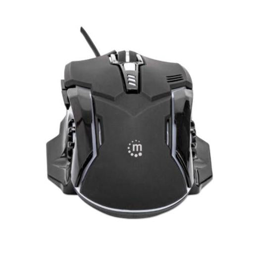 Mouse Gamer Ergonómico Manhattan Óptico, Alámbrico, USB, 3200DPI, Negro