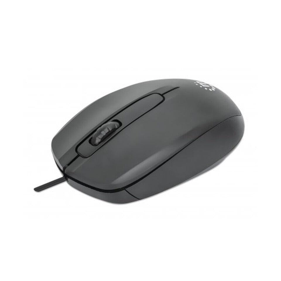 Mouse Manhattan Óptico Comfort II, Alámbrico, USB-A, 1000DPI, Negro
