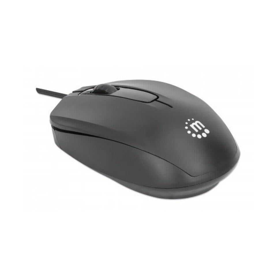 Mouse Manhattan Óptico Comfort II, Alámbrico, USB-A, 1000DPI, Negro