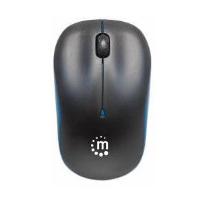 Mouse Manhattan Óptico Success, Inalámbrico, USB, 1000 DPI, Negro/Azul