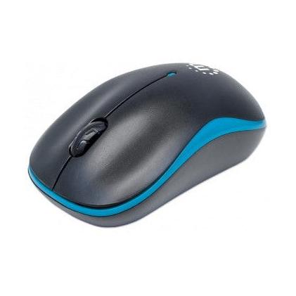 Mouse Manhattan Óptico Success, Inalámbrico, USB, 1000 DPI, Negro/Azul