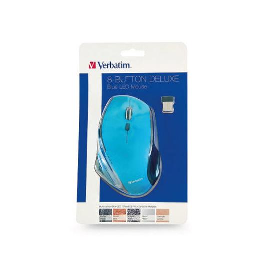 Mouse Ergonómico Verbatim Deluxe, Inalámbrico, USB, 1600 DPI, Azul