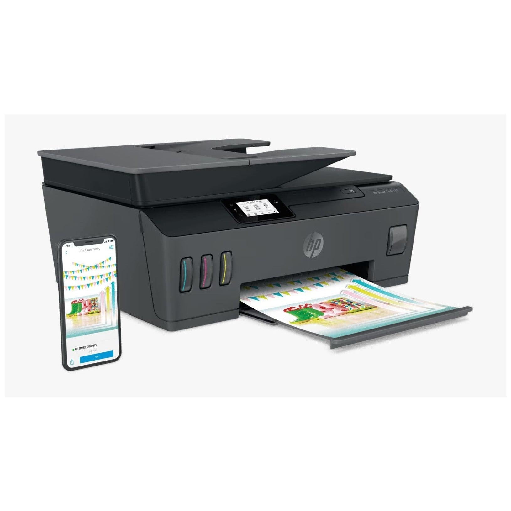 Impresora Multifuncional HP Smart Tank 615, Color, Inyección, Inalámbrico, Print/Scan/Copy/Fax