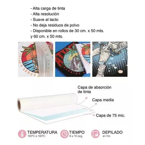 Rollo De Film Para Dtf Color Make 30 Cms X 50 Metros