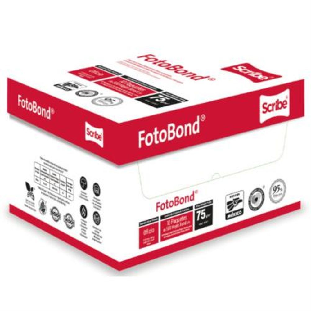 Scribe Papel Cortado Fotobond 75g, 5000 Hojas de Tamaño Carta, Blanco 95%