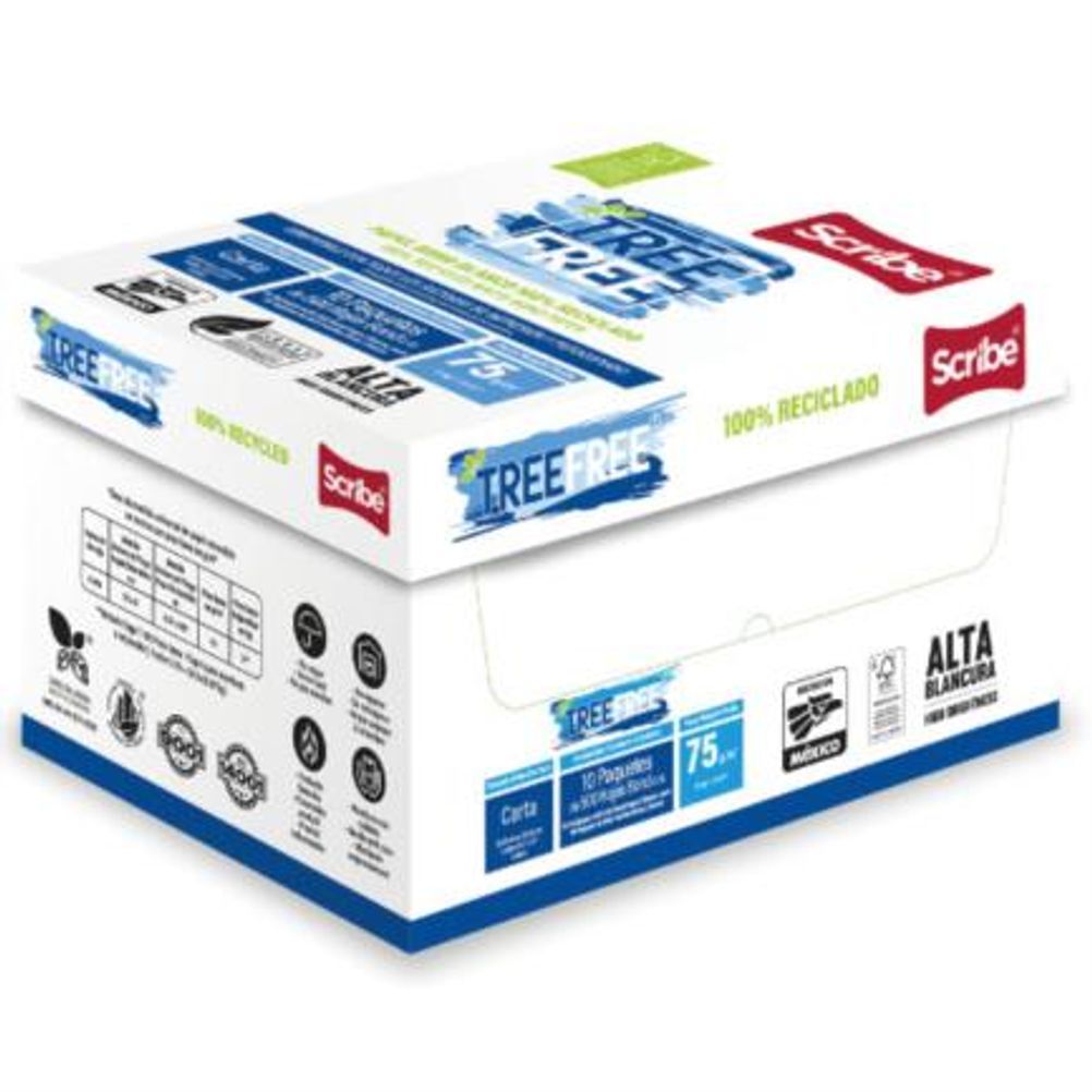 Scribe Papel Tree Free 75g/m², 5000 Hojas de Tamaño Carta, Blanco