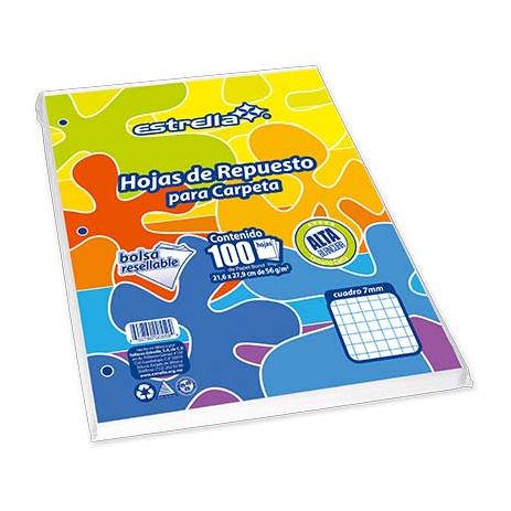 Estrella Papel Bond para Carpeta, Raya, 100 Hojas Tamaño Carta, Blanco, 20 Paquetes