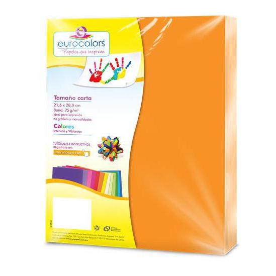 PAPEL CORTADO EUROCOLORS CARTA PAPAYA NEON C/100
