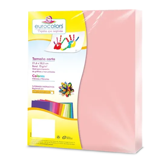 PAPEL CORTADO EUROCOLORS CARTA ROSA PASTEL C/100