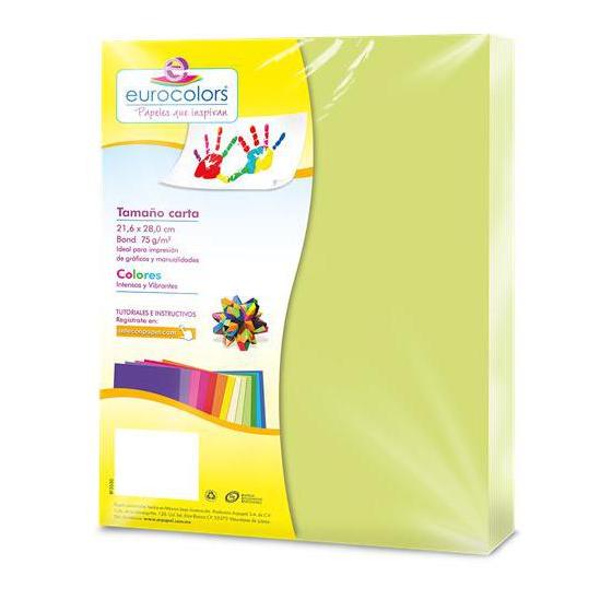 PAPEL CORTADO EUROCOLORS CARTA VERDE PASTEL C/100